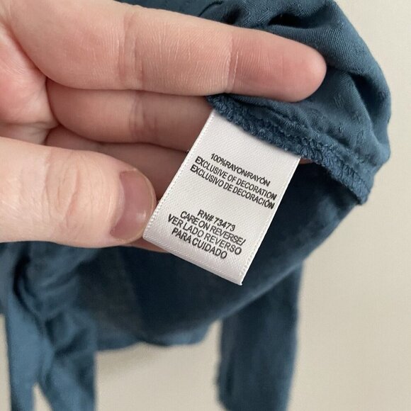 Tracy Evans Limited Wmn XS Blue Embroidered Tie/Button Front L/Sleeve Blouse NWT - Picture 10 of 12